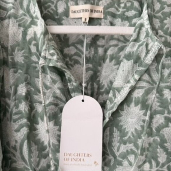 Daughters of India - Block Print Dress  - Size: SMALL  Color: Jade - Picture 2 of 5